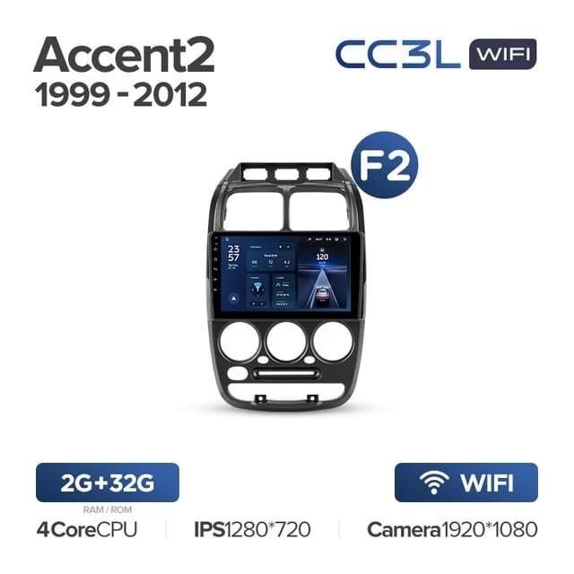 Штатная магнитола Teyes CC3L WiFi 2/32 Hyundai Accent II LC2 (1999-2012) F2