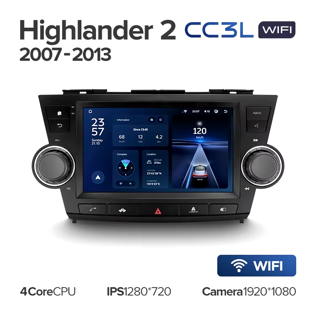 Штатная магнитола Teyes CC3L WiFi 2/32 Toyota Highlander 2 XU40 (2007-2013) F3 9"