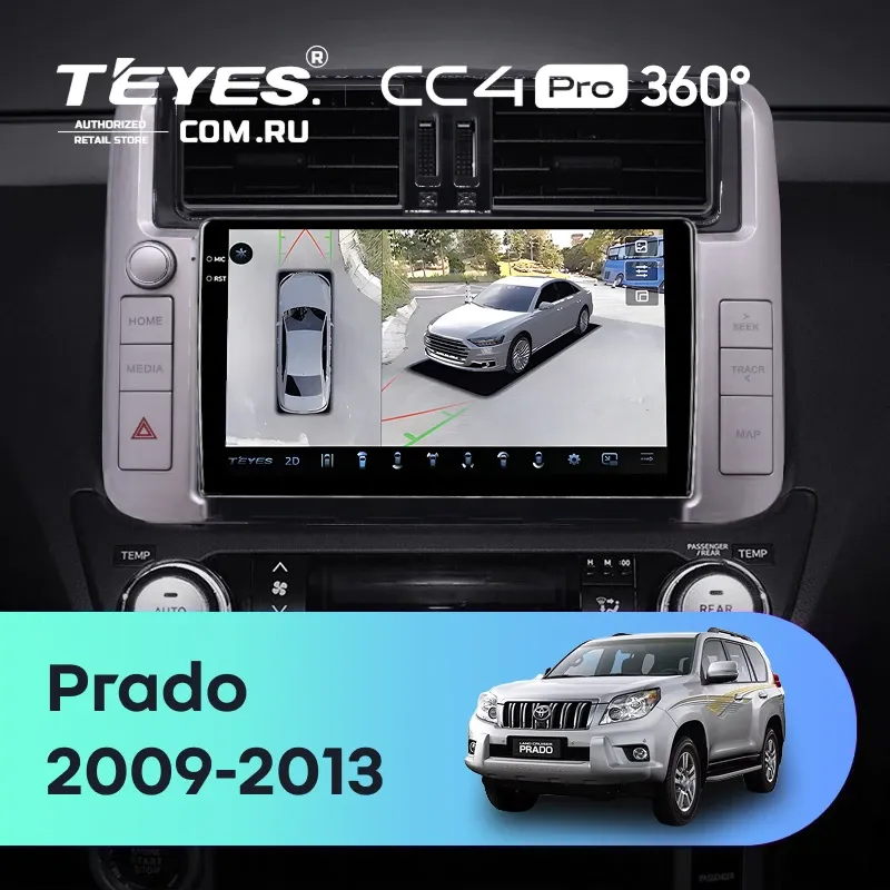 Штатная магнитола Teyes CC4 Pro 360 12/256 Toyota Land Cruiser Prado 150 (2009-2013) F2 Тип-C