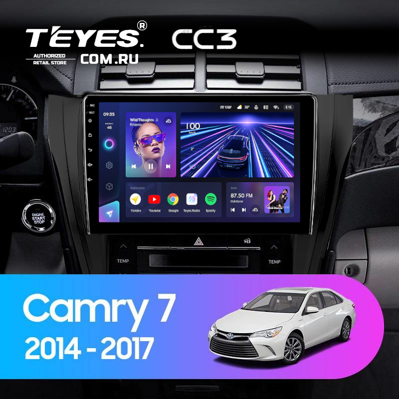 Штатная магнитола Teyes CC3 4/32 Toyota Camry 7 XV 50 55 (2014-2017) (черная) F2