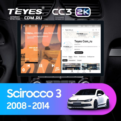 Штатная магнитола Teyes CC3 2K 4/32 Volkswagen Scirocco (2008-2014) F1 (13")