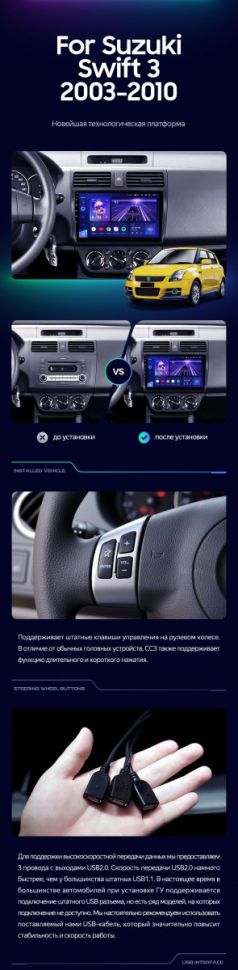 Штатная магнитола Teyes CC3 4/32 Suzuki Swift 3 (2003-2010)