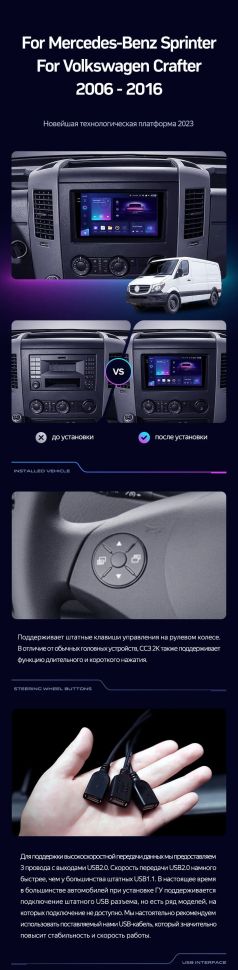 Штатная магнитола Teyes CC3L 4/64 Mercedes-Benz Sprinter (2006-2016) F2