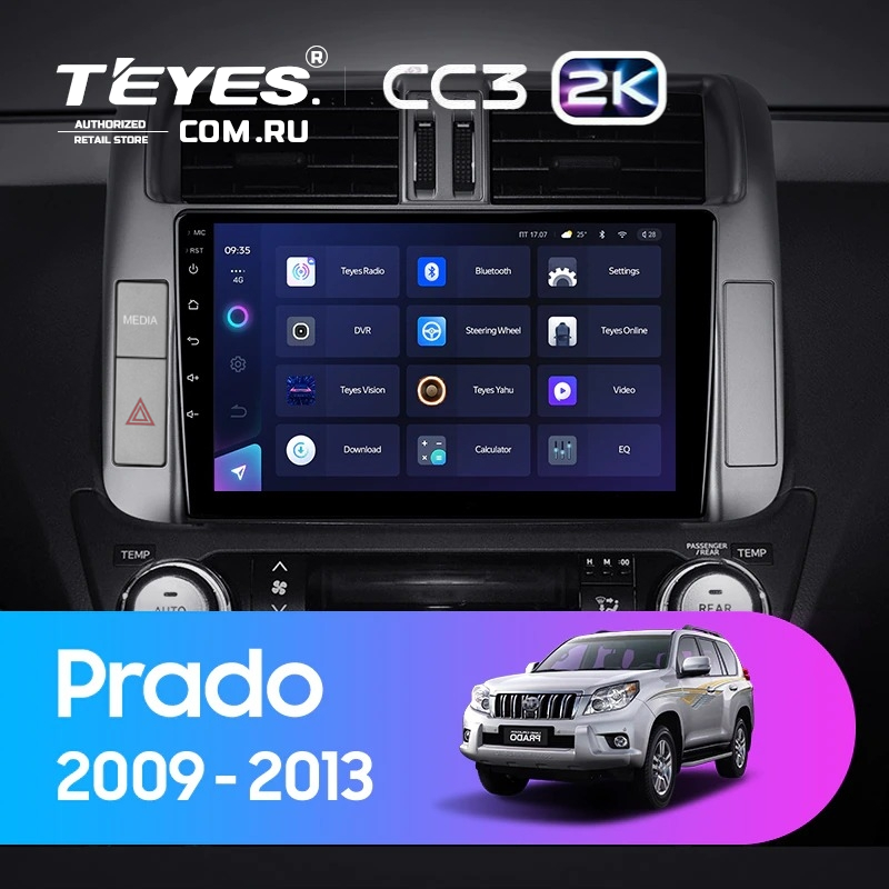 Штатная магнитола Teyes CC3 2K 4/64 Toyota Land Cruiser Prado 150 (2009-2013) F1 Тип-C