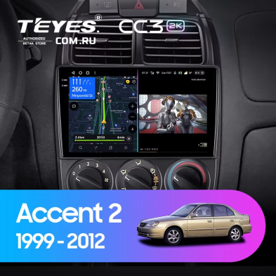 Штатная магнитола Teyes CC3 2K 4/32 Hyundai Accent II LC2 (1999-2012) F2