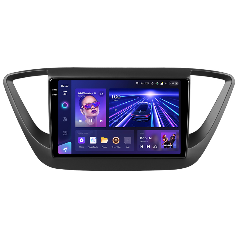 Переходная рамка Hyundai Solaris 2 (2017-2020) (черный матовый) F2 Тип-A (9")