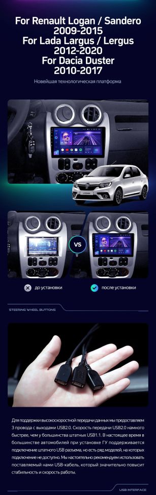 Штатная магнитола Teyes CC3 2K 4/64 Lada Largus (2012-2020)