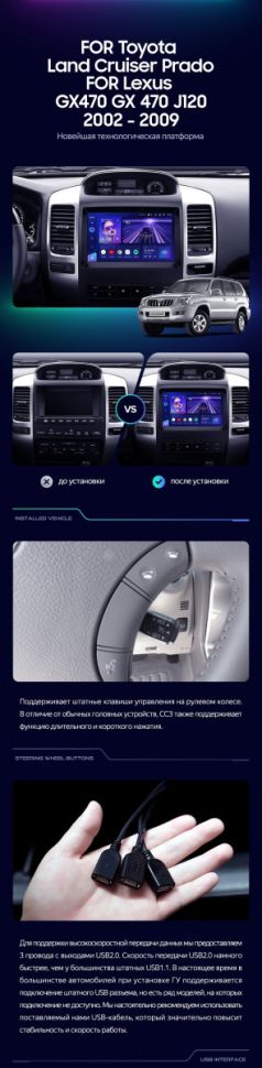 Штатная магнитола Teyes CC3 2K 4/64 Toyota Land Cruiser Prado J120 (2002-2009) F1 Тип-A