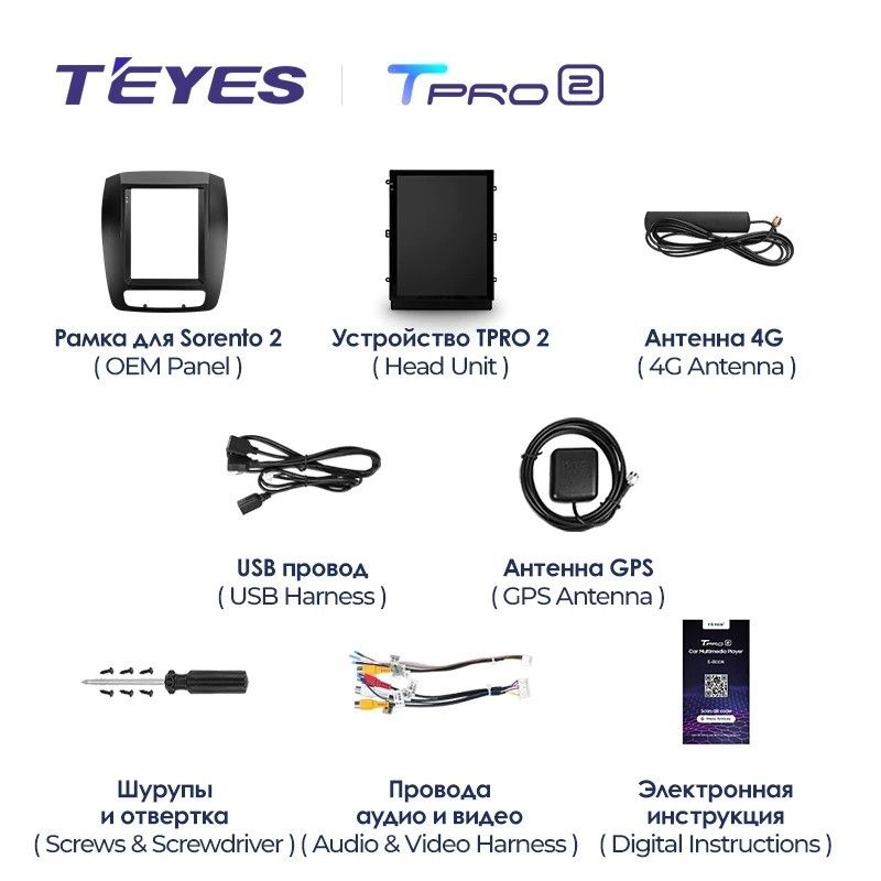 Штатная магнитола Tesla style Teyes TPRO 2 4/32 Kia Sorento 2 XM (2012-2021) F1