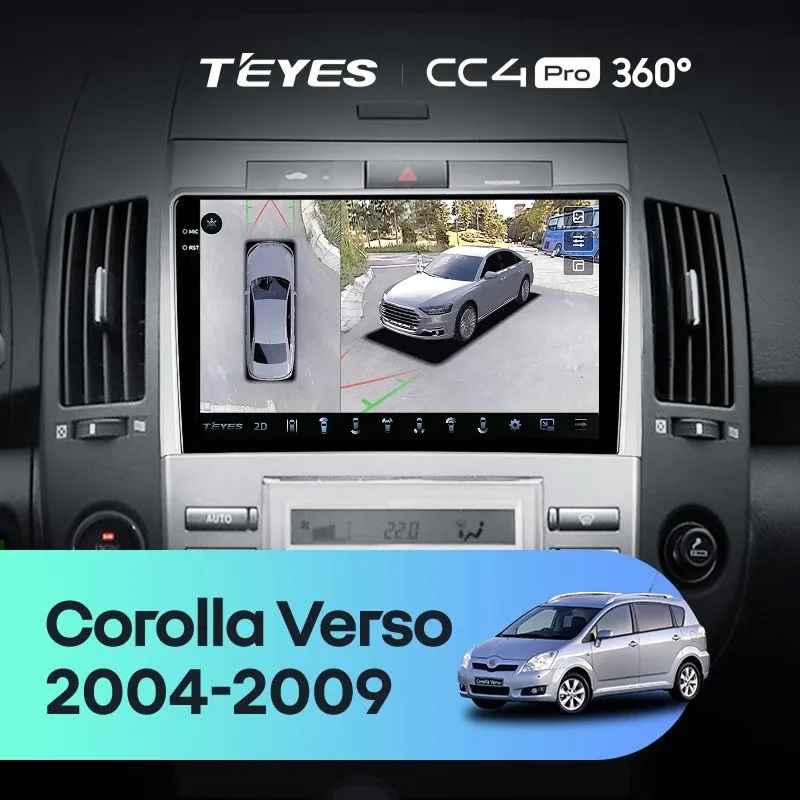 Штатная магнитола Teyes CC4 Pro 360 8/128 Toyota Corolla Verso AR10 (2004-2009) F2