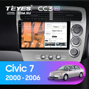 Штатная магнитола Teyes CC3 2K 4/64 Honda Civic 7 (2000-2006) F3 Правый руль