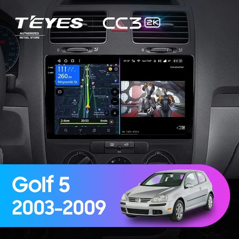 Штатная магнитола Teyes CC3 2K 6/128 Volkswagen Golf 5 (2003-2009) F1