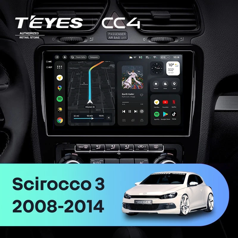 Штатная магнитола Teyes CC4 6/64 Volkswagen Scirocco (2008-2014) F2