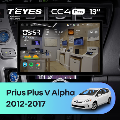Штатная магнитола Teyes CC4 Pro 12/256 Toyota Prius Plus V Alpha (2012-2017) Правый руль (13")