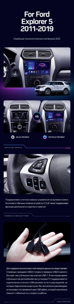 Штатная магнитола Teyes CC3 2K 360 6/128 Ford Explorer 5 (2011-2019) Тип-A
