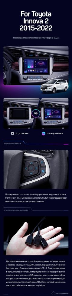 Штатная магнитола Teyes CC3L 4/64 Toyota Innova 2 (2015-2022)