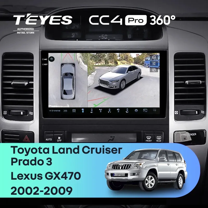 Штатная магнитола Teyes CC4 Pro 360 12/256 Toyota Land Cruiser Prado J120 (2002-2009) F1 Тип-A