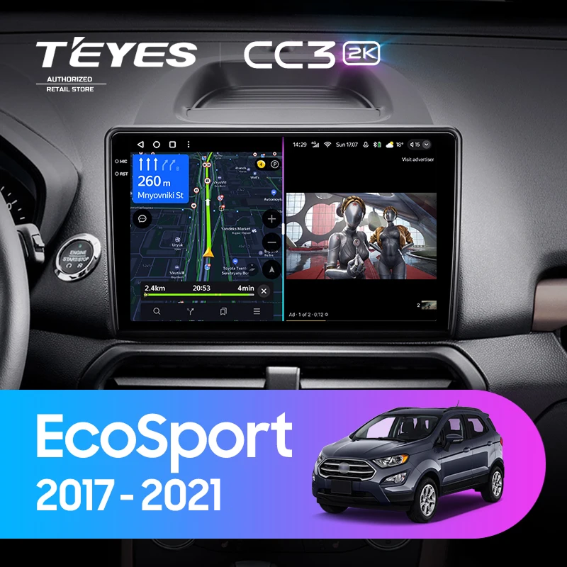 Штатная магнитола Teyes CC3 2K 360 6/128 Ford EcoSport (2017-2021)