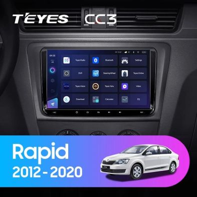 Штатная магнитола Teyes CC3 4/32 Skoda Rapid NH3 NH1 (2012-2020) (10 inch Universal)