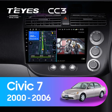 Штатная магнитола Teyes CC3 4/32 Honda Civic 7 (2000-2006) F2 Правый руль