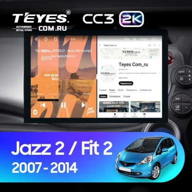 Штатная магнитола Teyes CC3 2K 6/128 Honda Jazz 2 GG (2007-2014) Правый руль (13")