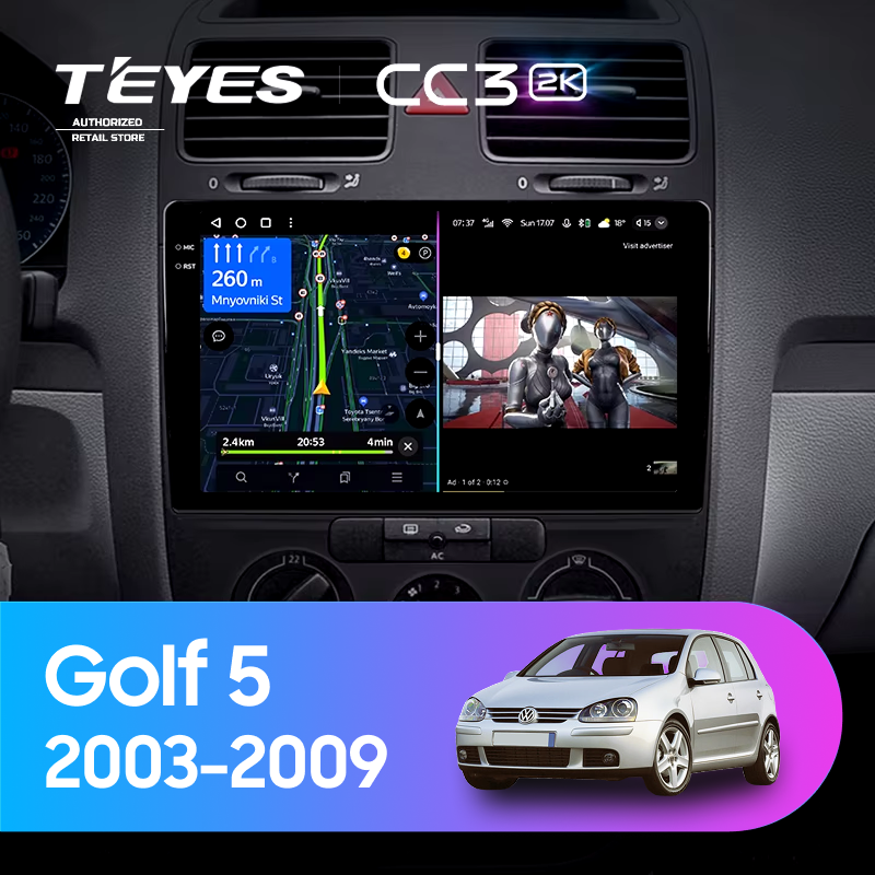 Штатная магнитола Teyes CC3 2K 6/128 Volkswagen Golf 5 (2003-2009) F2