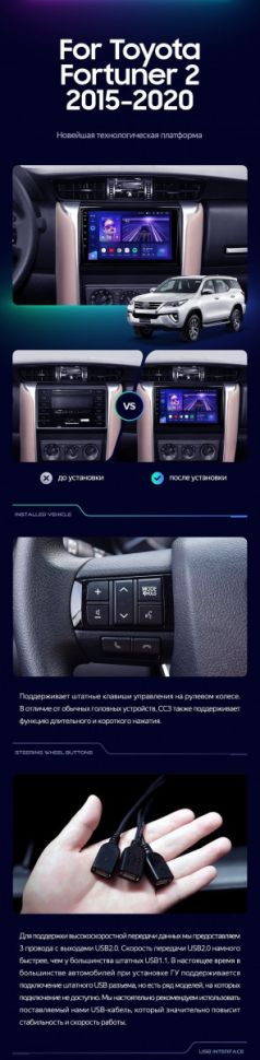Штатная магнитола Teyes CC3 2K 6/128 Toyota Fortuner 2 (2015-2024)