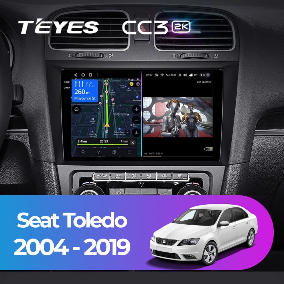 Штатная магнитола Teyes CC3 2K 4/64 Seat Toledo (2004-2019)