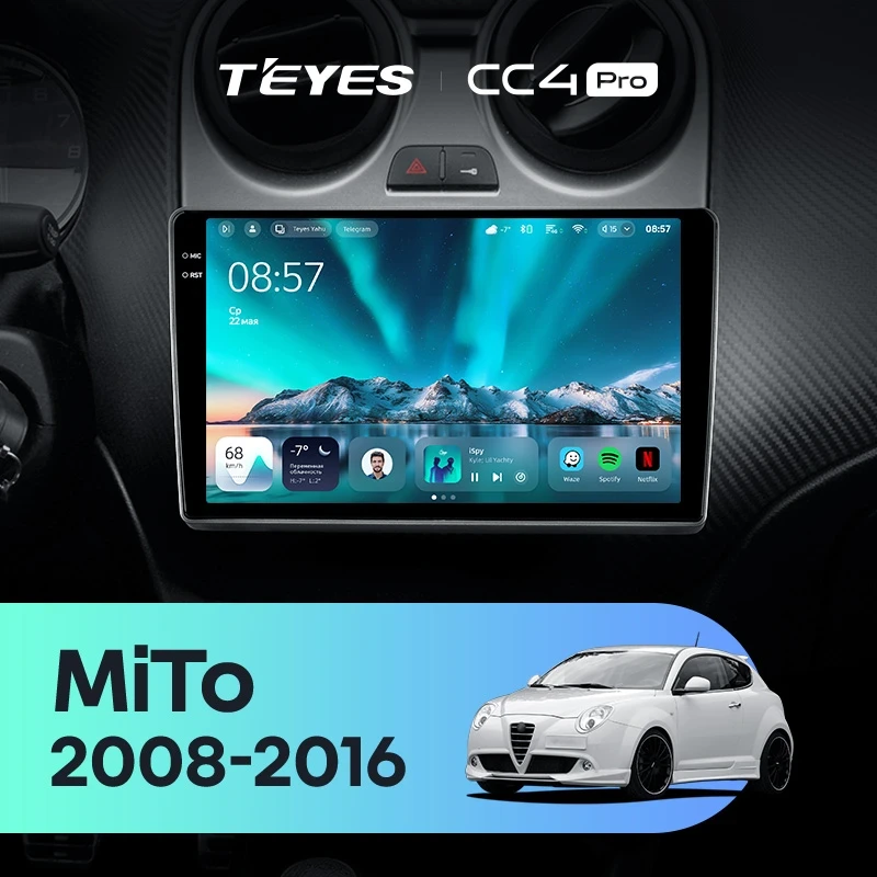 Штатная магнитола Teyes CC4 Pro 8/128 Alfa Romeo MiTo 955 (2008-2016)