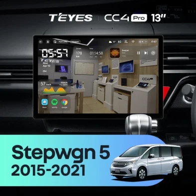 Штатная магнитола Teyes CC4 Pro 8/128 Honda Stepwgn 5 (2015-2021) Правый руль (13")