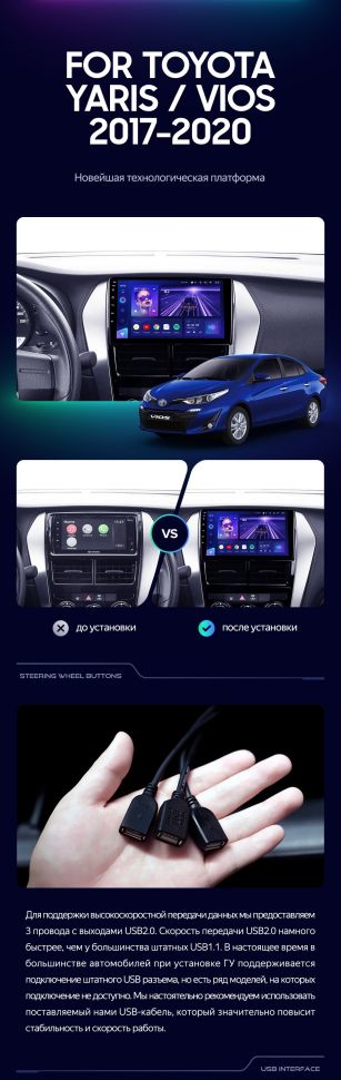 Штатная магнитола Teyes CC3 2K 6/128 Toyota Yaris (2017-2020) F1
