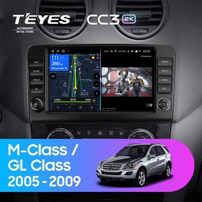 Штатная магнитола Teyes CC3 2K 4/32 Mercedes-Benz ML-Class X164 (2005-2009) F2