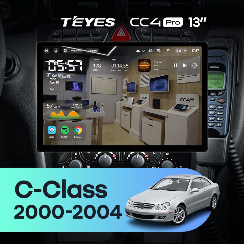 Штатная магнитола Teyes CC4 Pro 8/128 Mercedes-Benz C/CLK-Class S203 W203 W209 A209 (2000-2005) F1 (13")