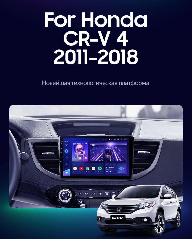 Штатная магнитола Teyes CC3L 4/64 Honda CR-V 4 RM RE (2011-2018) Тип-C