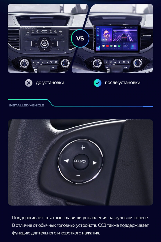 Штатная магнитола Teyes CC3L 4/64 Honda CR-V 4 RM RE (2011-2018) Тип-C