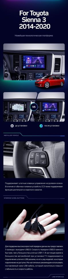 Штатная магнитола Teyes CC3 2K 4/64 Toyota Sienna 3 XL30 (2014-2020)