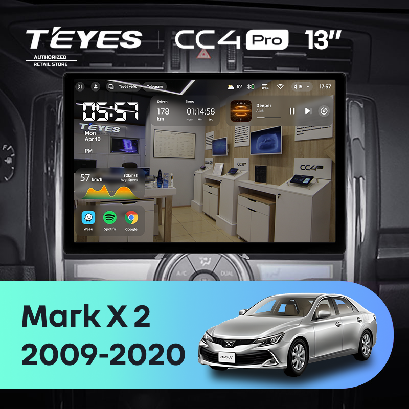 Штатная магнитола Teyes CC4 Pro 8/128 Toyota Mark X 2 X130 (2009-2020) (13")