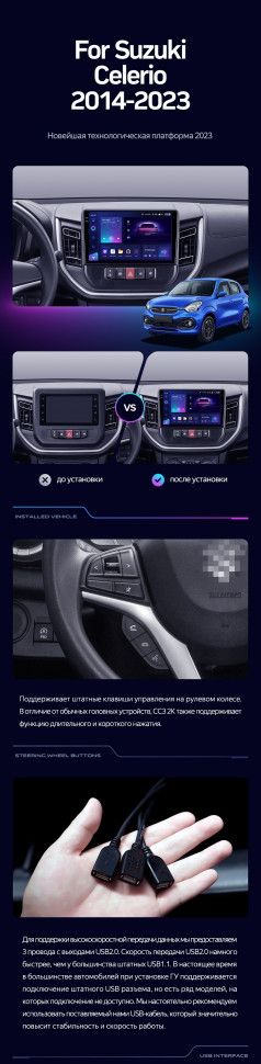 Штатная магнитола Teyes CC3L 4/64 Suzuki Celerio (2014-2023)