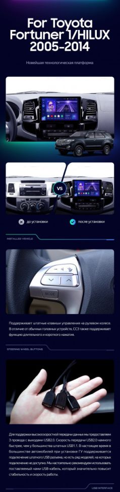 Штатная магнитола Teyes CC3 4/32 Toyota Fortuner (2005-2007) F2