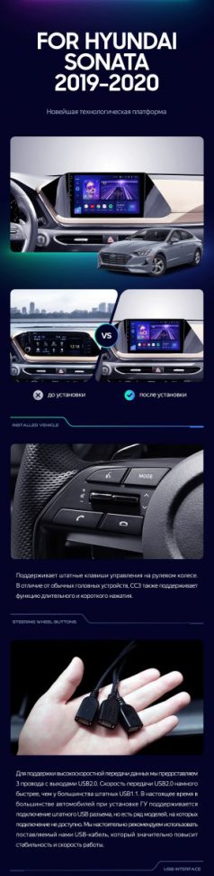 Штатная магнитола Teyes CC3 4/32 Hyundai Sonata DN8 (2019-2020) Тип-A