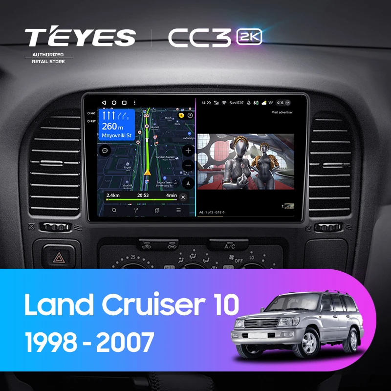 Штатная магнитола Teyes CC3 2K 6/128 Toyota Land Cruiser 10 J100 100 (1998-2007)