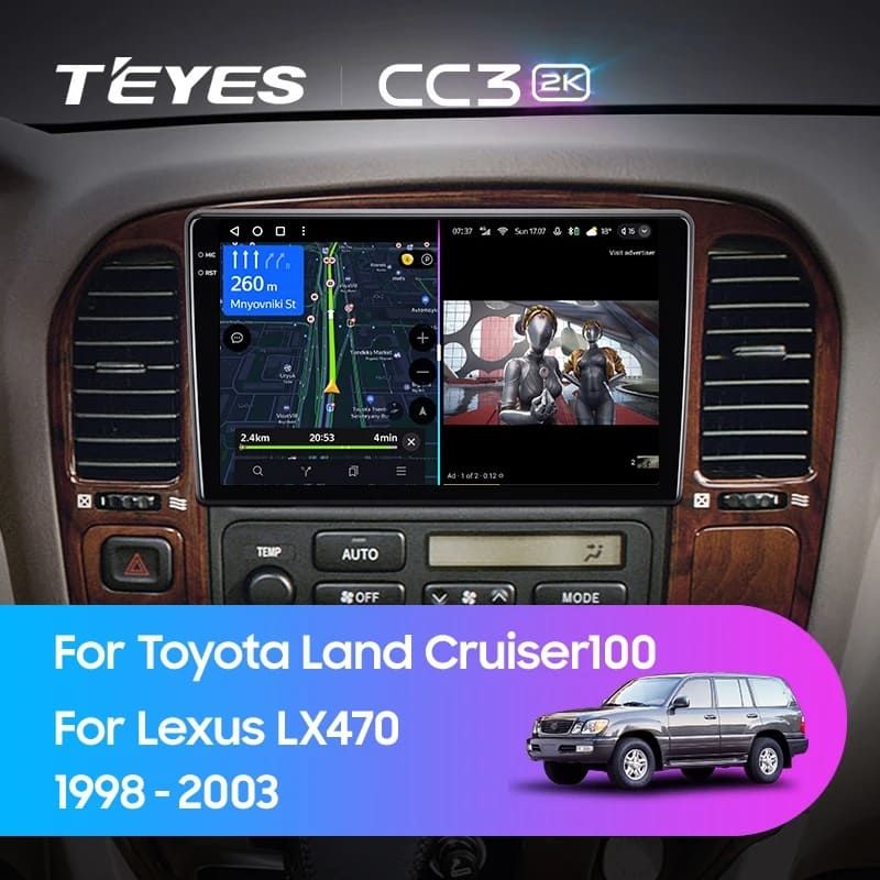 Штатная магнитола Teyes CC3 2K 4/32 Toyota Land Cruiser 100 (1998-2003) F1
