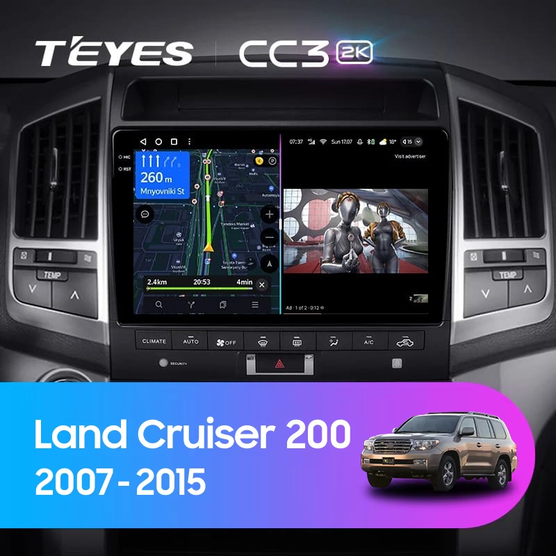 Штатная магнитола Teyes CC3 2K 4/64 Toyota Land Cruiser 11 200 (2007-2015) F3 Тип-B