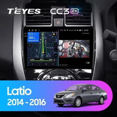 Штатная магнитола Teyes CC3 2K 4/64 Nissan Latio N17 (2014-2016) Правый руль