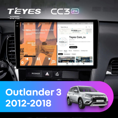 Штатная магнитола Teyes CC3 2K 4/32 Mitsubishi Outlander 3 GF0W GG0W (2012-2018) Тип-B (13")