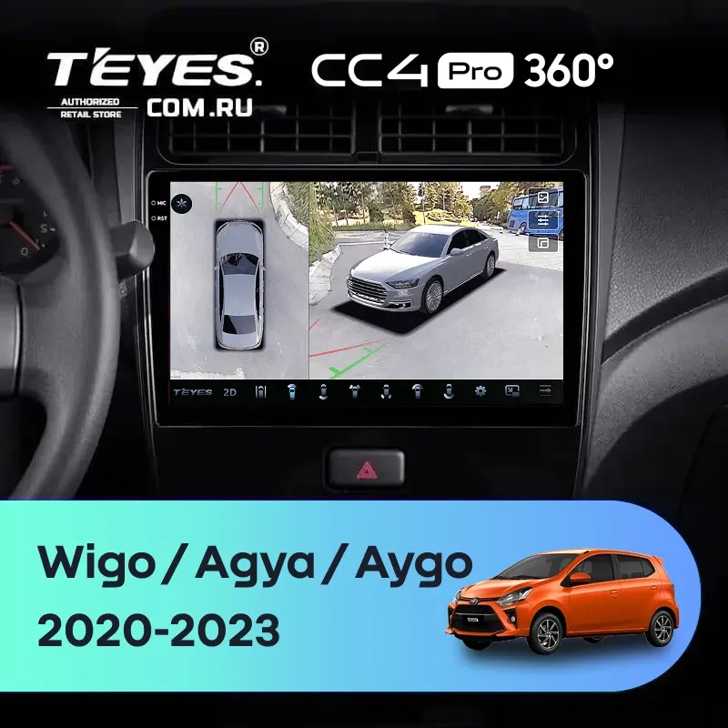 Штатная магнитола Teyes CC4 Pro 360 8/128 Toyota Wigo/Agya (2020-2023) F1