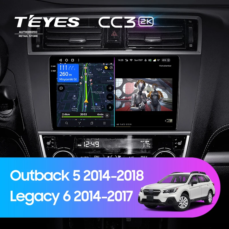 Штатная магнитола Teyes CC3 2K 360 6/128 Subaru Outback 5 (2014-2018)