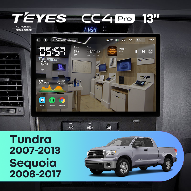 Штатная магнитола Teyes CC4 Pro 8/128 Toyota Tundra XK50 (2007-2013) (13")