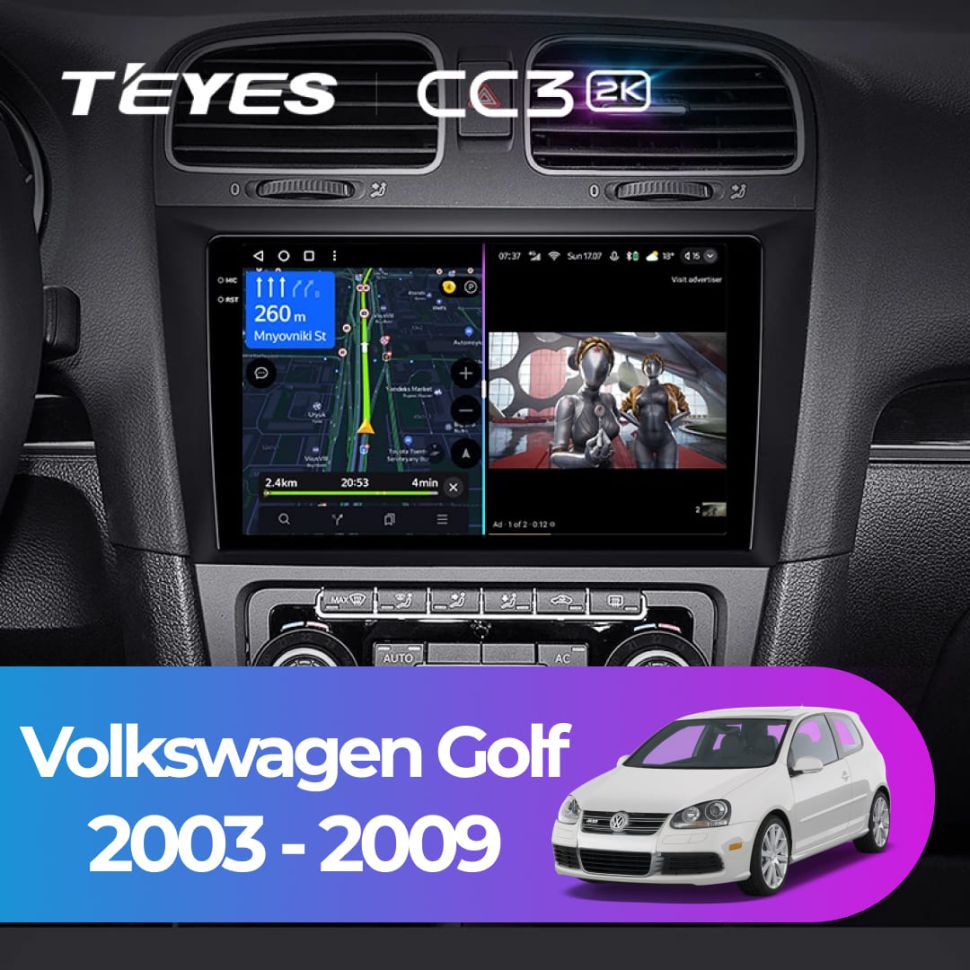 Штатная магнитола Teyes CC3 2K 360 6/128 Volkswagen Golf (2003-2009)