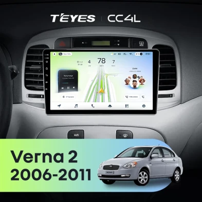 Штатная магнитола Teyes CC4L 6/64 Hyundai Verna 2 (2006-2011)